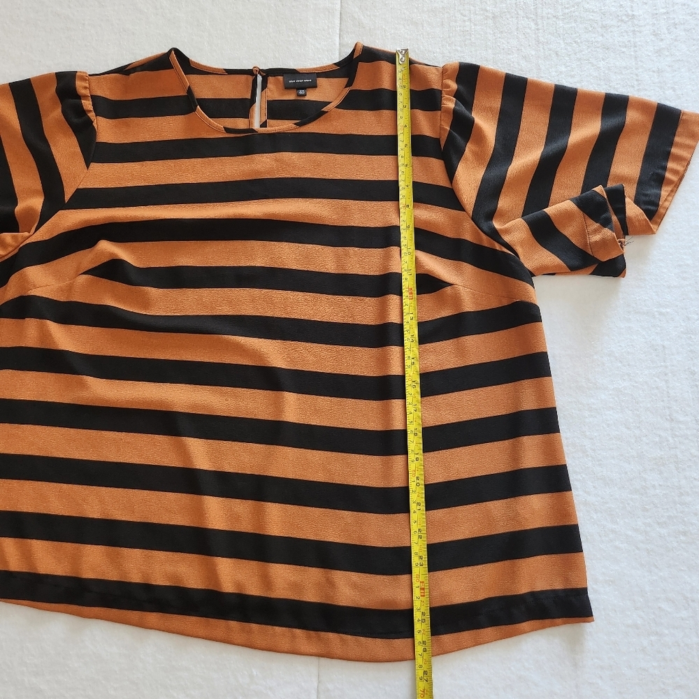 Who What Wear Black and Brown Striped Blouse Size 2X - Picture 5 of 8